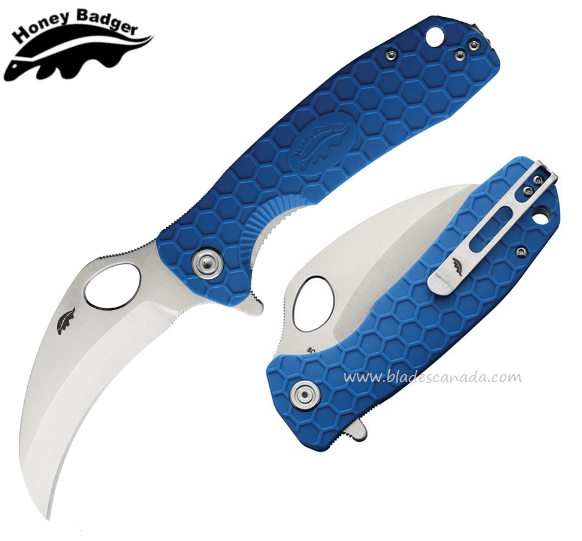 Honey Badger Large Claw Flipper Folding Knife, FRN Blue, HB1137